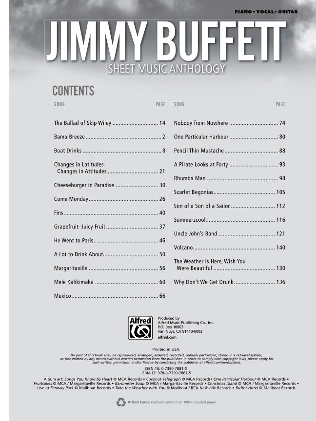 Jimmy Buffett: Sheet Music Anthology