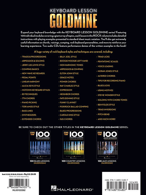 100 Rock Lessons Keyboard Lesson Goldmine Series - Kalena