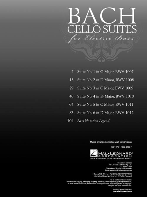 Bach Cello Suites for Electric Bass - Kalena