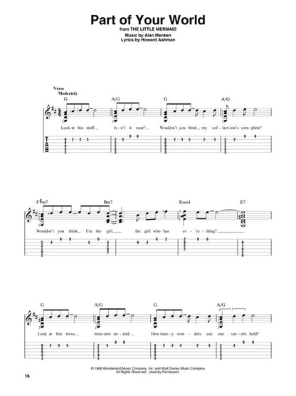 Disney Songs – Beginning Solo Guitar 15 Songs Arranged for Beginning Chord Melody Style in Standard Notation and Tablature - Kalena