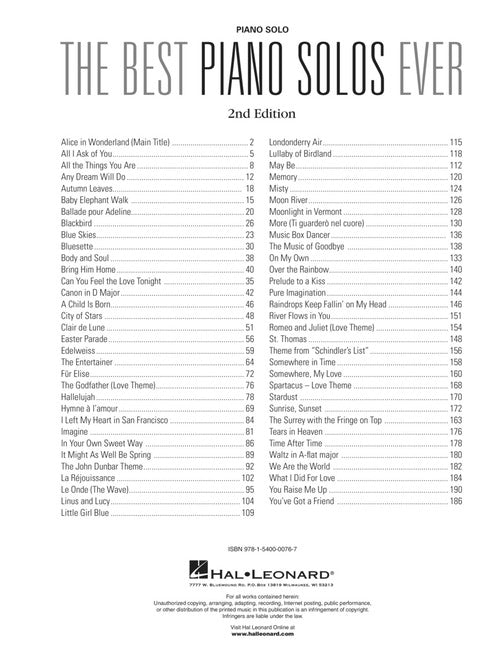 The Best Piano Solos Ever – 2nd Edition