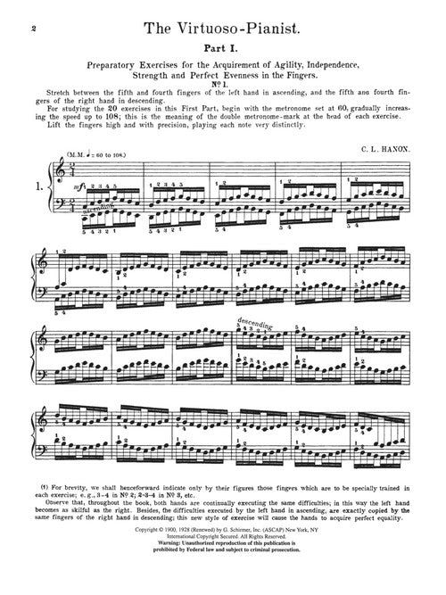 Hanon – Virtuoso Pianist in 60 Exercises – Complete Schirmer's Library of Musical Classics, Vol. 925