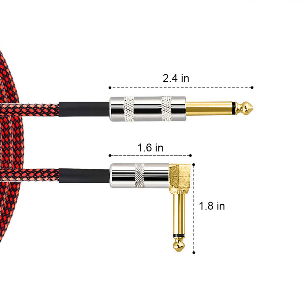 Kalena Gold-plated TS 1/4" shielded cable with one L and one straight connector and silver cover - Kalena Instruments