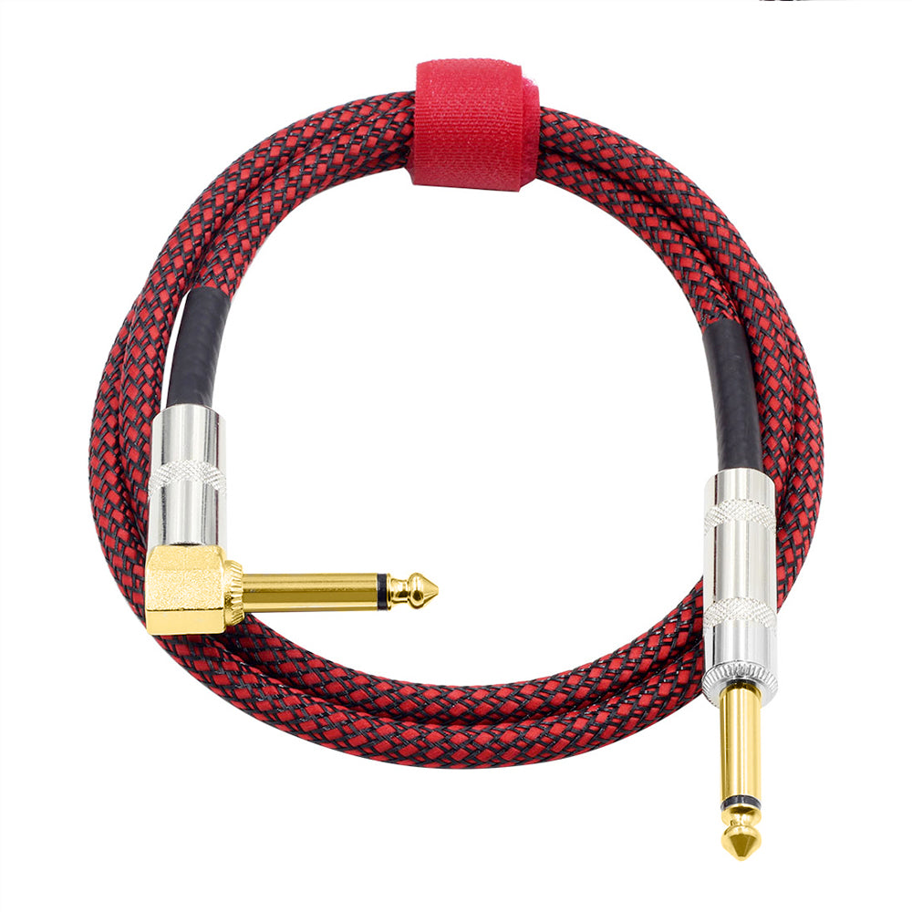 Kalena Gold-plated TS 1/4" shielded cable with one L and one straight connector and silver cover - Kalena Instruments