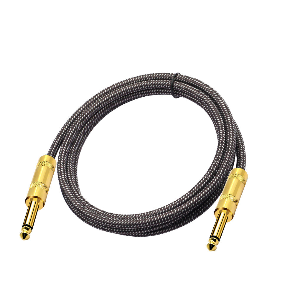 Kalena Gold-plated TS 1/4" shielded cable with straight connectors - Kalena Instruments / Black & Gray woven