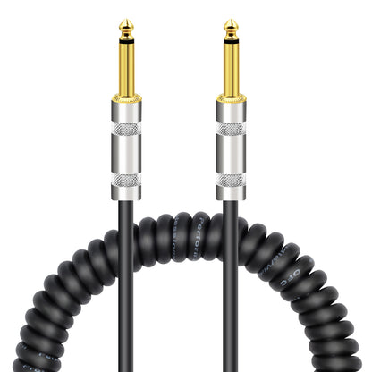 Kalena Gold-plated TS 1/4" shielded coil cable with straight connector and silver cover - Kalena Instruments