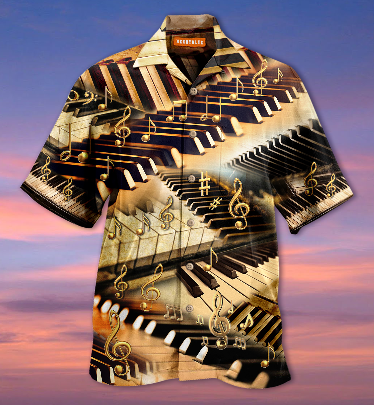 Kalena Piano Musical Instrument Aloha Tropical Hawaiian Shirt Clearance