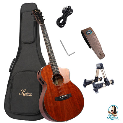 Kalena 330CFX  39" Solid Mahogany Top Acoustic Guitar with FX Complete Set