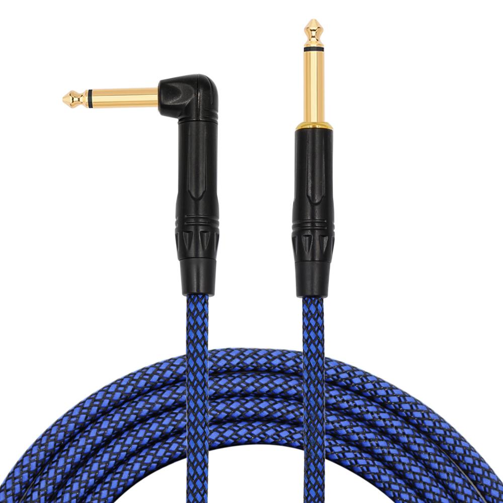 Kalena Gold-plated TS 1/4" shielded cable with one L and one straight connector and aluminum cover - Kalena Instruments / Blue