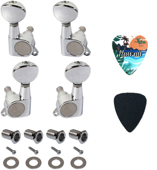 Kalena 4pcs Ukulele Tuning Pegs 2L2R Machine Heads, Tuners for Ukulele with Hawaii pick - Kalena Instruments / Chrome Keys