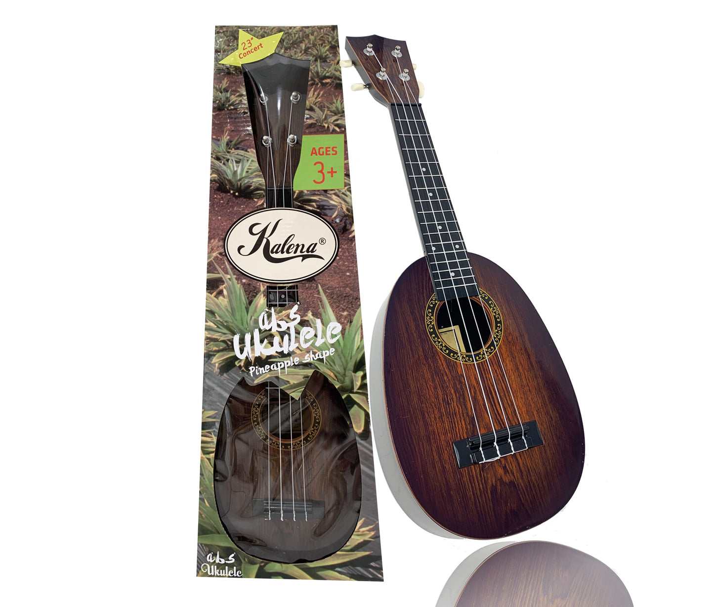 Kalena ABS Pineapple 23” Concert Ukulele with padded case - Kalena Instruments / Ebony ABS