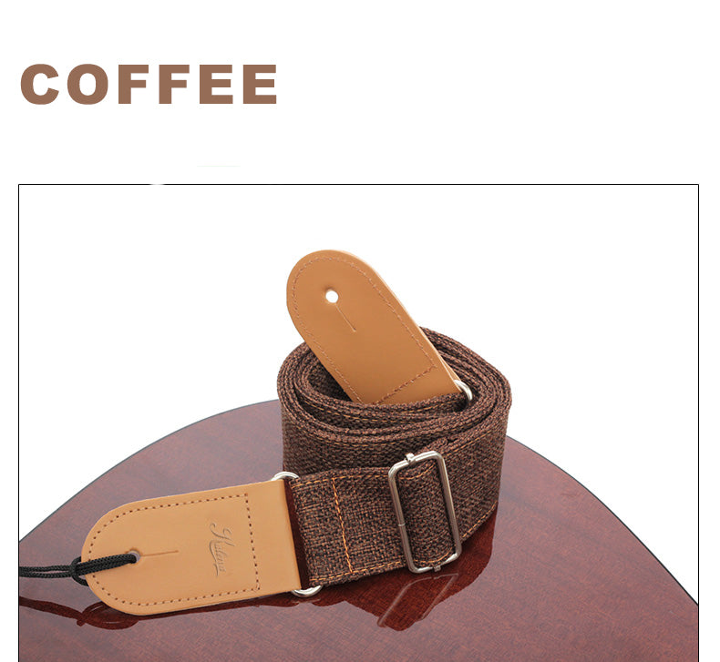 Kalena 2 Pin Ukulele Strap double layer cotton+real leather - Kalena Instruments / Coffee
