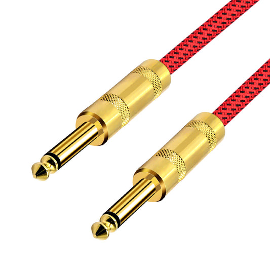 Kalena Gold-plated TS 1/4" shielded cable with straight connectors - Kalena Instruments / Red & Black woven