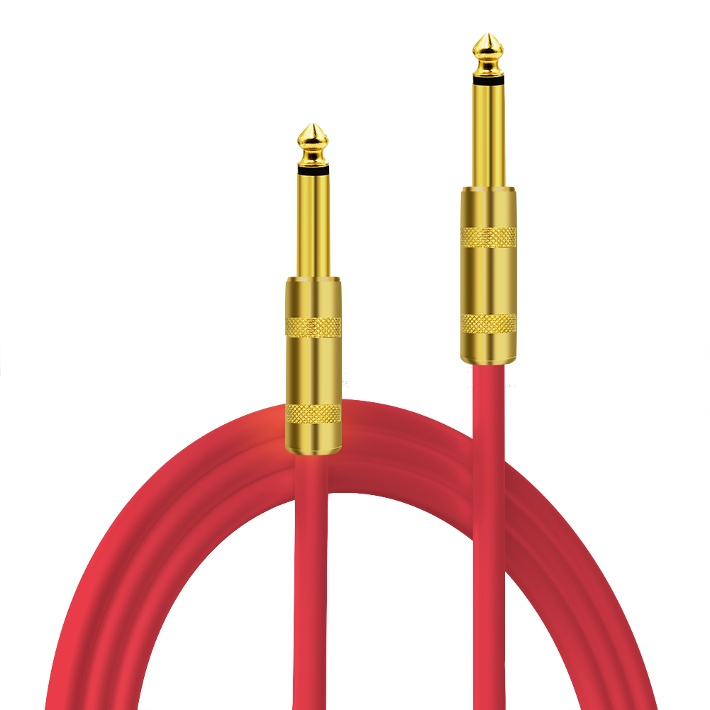 Kalena Gold-plated TS 1/4" shielded cable with straight connectors - Kalena Instruments / Red PVC