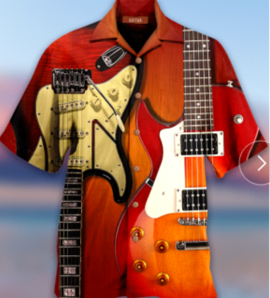 Kalena red electric guitar Musical Instrument Aloha Tropical Hawaiian Shirt Clearance