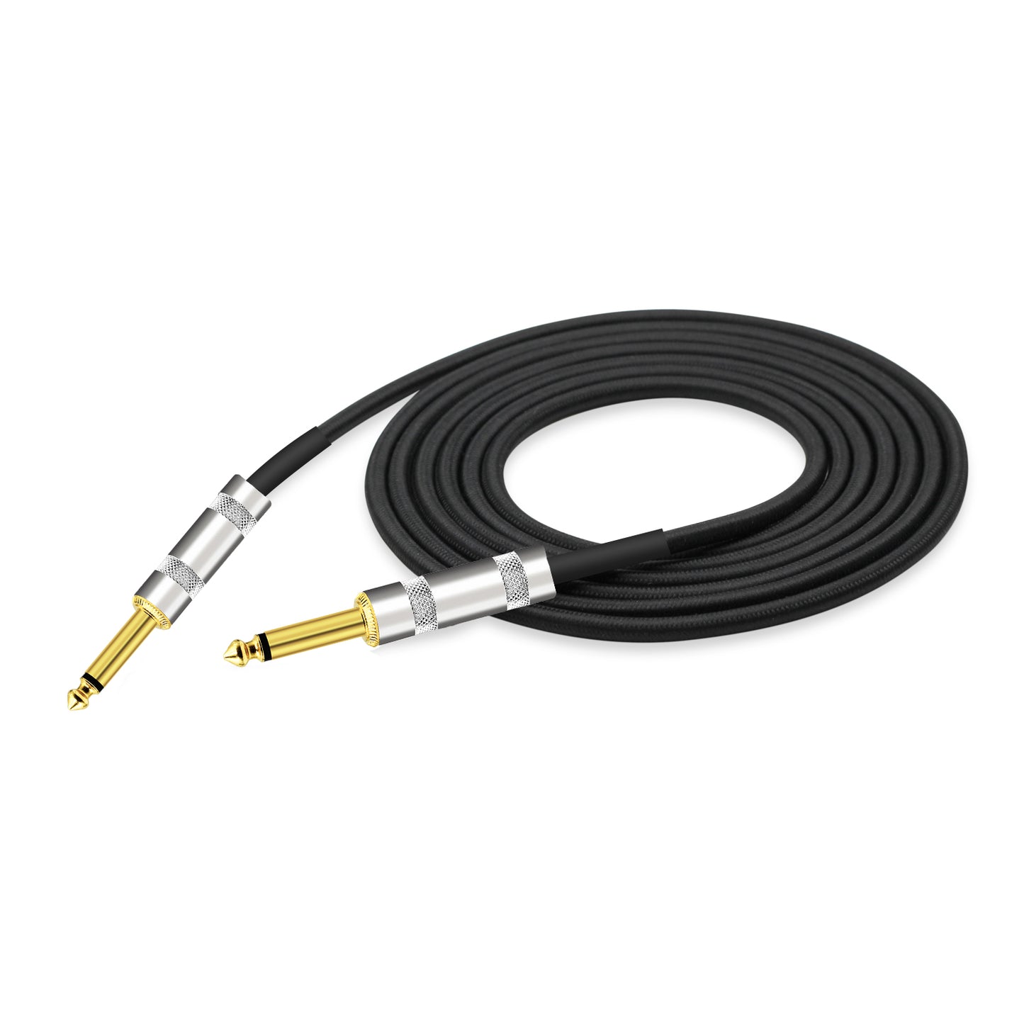 Kalena Gold-plated TS 1/4" shielded cable with straight connectors & silver cover - Kalena Instruments