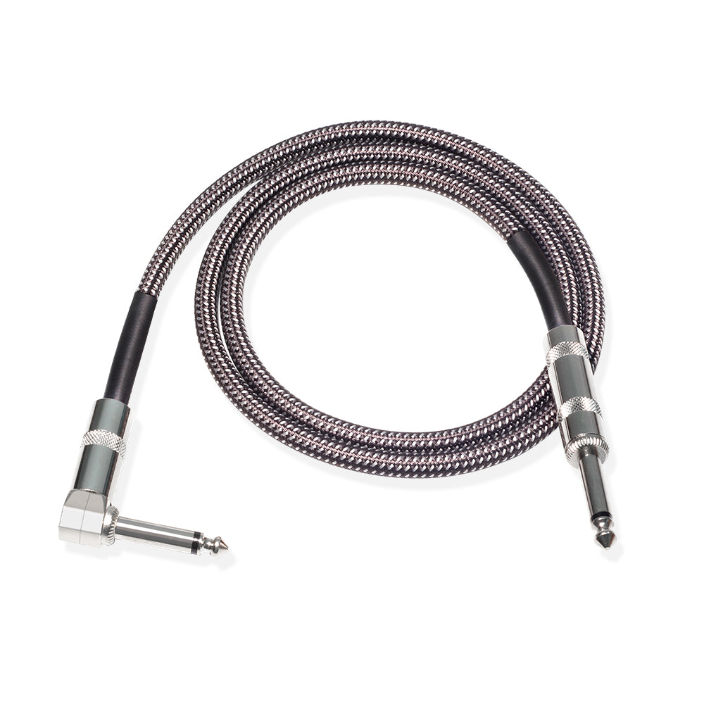 Kalena Silver-plated TS 1/4" shielded cable with one L and one straight connector - Kalena Instruments