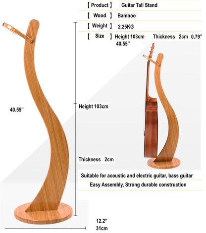 Kalena Tall Bamboo Acoustic Guitar Stand