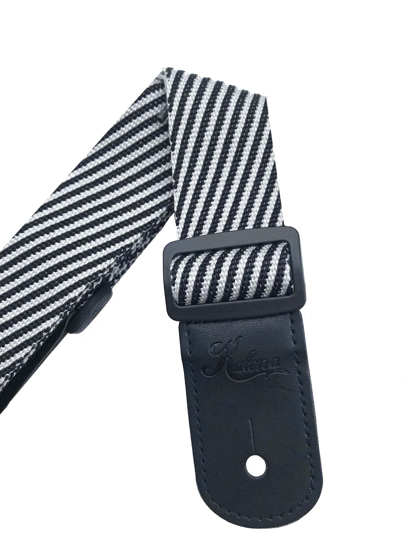 Kalena 2 Pin Ukulele Strap (cotton+real leather) - Kalena Instruments / Black-White
