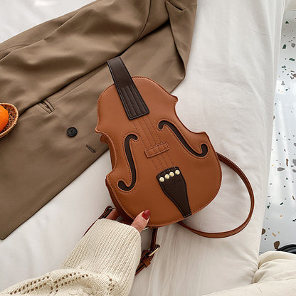 Kalena PU Leather Handbag Creative Mini Violin Shoulder Bag