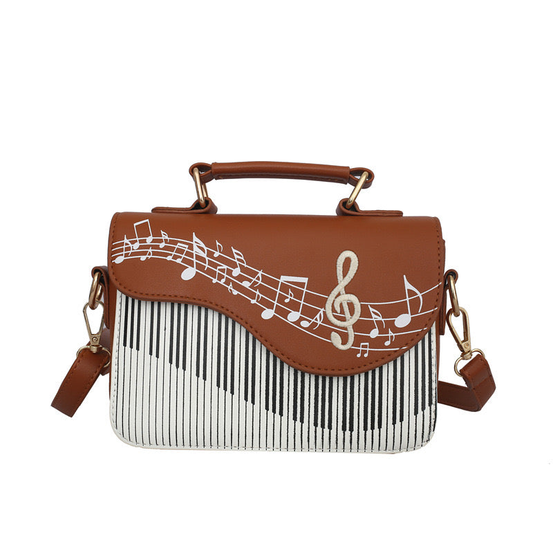 Piano Music Notes PU Leather Shoulder Bag