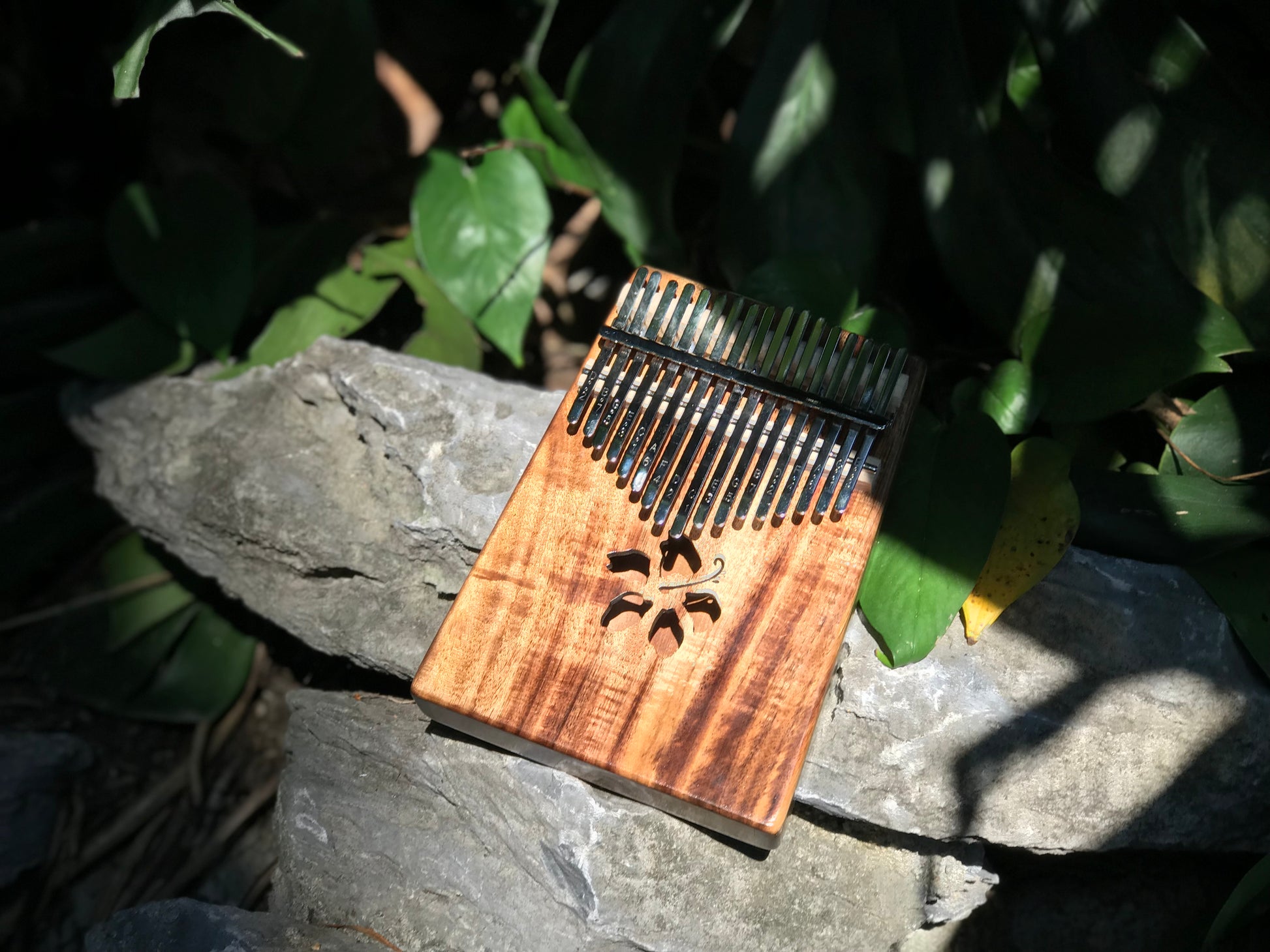 Kalena 17 key Solid Acacia Kalimba (hibiscus) with Gig Bag - Kalena Instruments