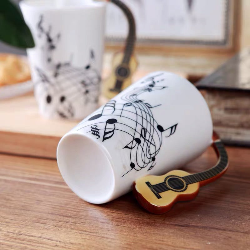 Kalena 13.5 oz Musical Notes Design Guitar Coffee Mugs Drink Tea Milk Coffee Mug Ceramic Music Cup Gift for Friend - Kalena Instruments / Classical Guitar