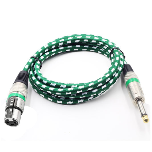 Kalena XLR (female) to TS 1/4" (male) shielded cable - Kalena Instruments / Green & White woven