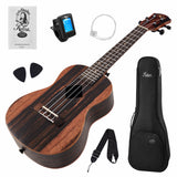 Kalena LSE1C Concert Striped Ebony Ukulele Complete Set