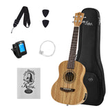 Kalena Tenor Zebrawood Ukulele with EQ Pickup Complete Set