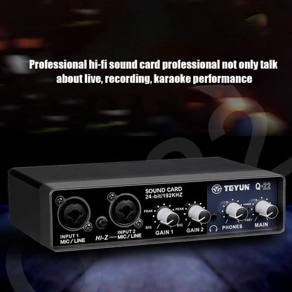 Q-22 24bit 192KHZ professional external mixer live preamplifier USB recording sound card audio interface
