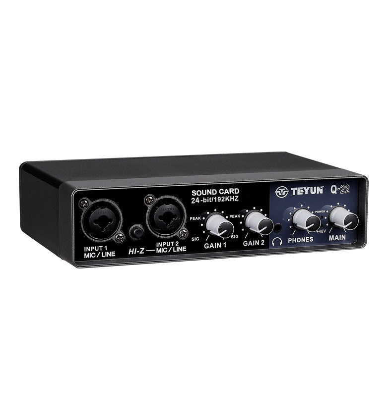 Q-22 24bit 192KHZ professional external mixer live preamplifier USB  recording sound card audio interface