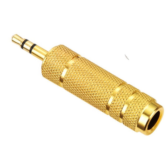 Gold  1/4'' Female to 1/8'' Male Stereo Headphone Adapter Upgrade Stereo Plug Female for Headphones, Amp Adapter