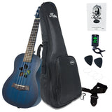 Kalena Soprano LM series Mahogany Ukulele Hibiscus Edition Aqua Blue Complete Set