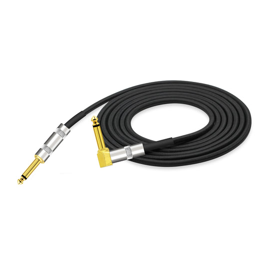 Kalena Gold-plated TS 1/4" shielded cable with one L and one straight connector - Kalena Instruments