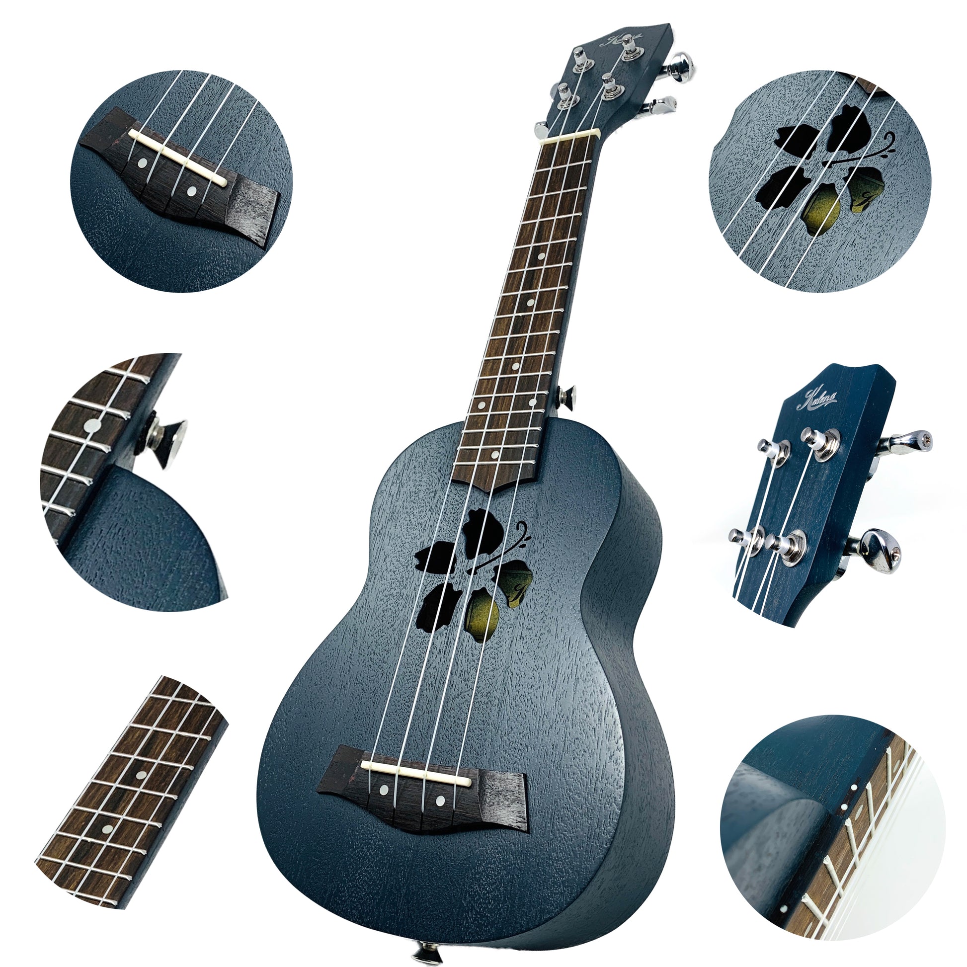 Kalena Mahogany Ukulele Hibiscus Edition Complete Set - Kalena Instruments / DeepSea Blue