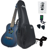 Kalena Tenor LM series Mahogany Ukulele Hibiscus Edition Aqua Blue Complete Set: Strings, Picks, Strap, Digital Tuner, Padded Case, Starter Guide (Clearance)