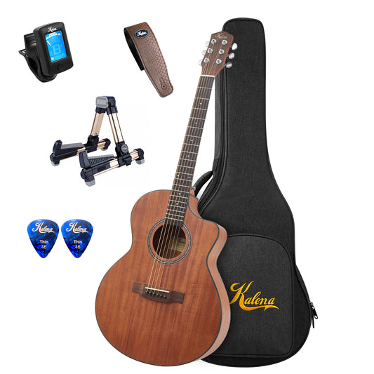Kalena 38SMT Solid Mahogany Top Acoustic Guitar Complete Set