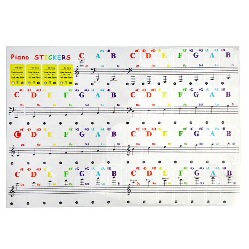 Kalena Piano Keyboard Stickers Bold Large Colorful Letter Piano Stickers