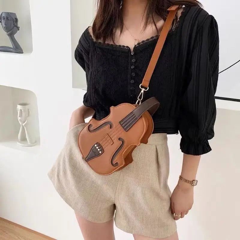 Kalena PU Leather Handbag Creative Mini Violin Shoulder Bag