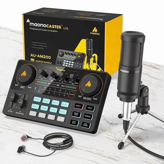 Maonocaster Lite Live sound Card Audio interface Audio Mixer With condenser Microphone Podcasting Live streaming External Sound Cards