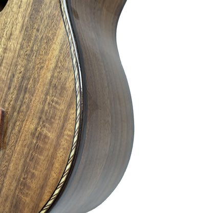 Kalena Solid Top Acacia Hibiscus Edition Concert Longneck Ukulele Complete Set: Strings, Picks, Strap, Digital Tuner, Padded Case, Starter Guide