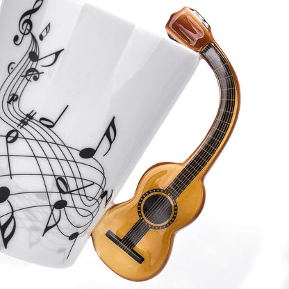 Kalena 13.5 oz Musical Notes Design Guitar Coffee Mugs Drink Tea Milk Coffee Mug Ceramic Music Cup Gift for Friend - Kalena Instruments / Classical Guitar