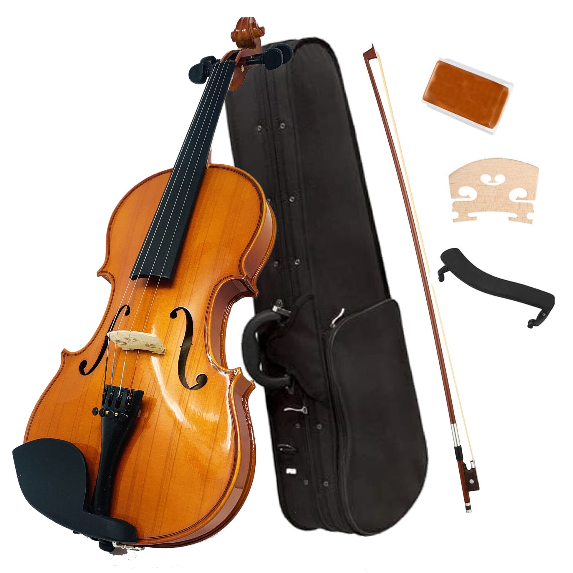 Kalena Spruce Top Violin for beginners includes hard case with bow, shoulder rest and rosin - Kalena Instruments