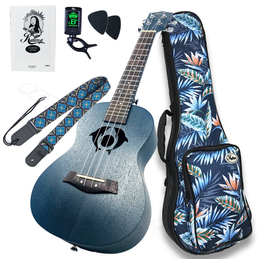 Kalena LM series Soprano Mahogany Ukulele Dolphins Edition DeepSea Blue Complete Set